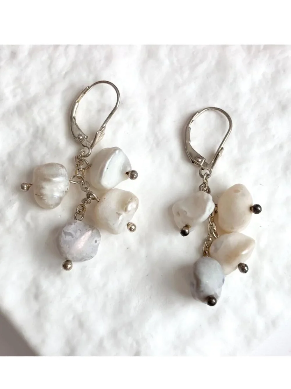 Freshwater Pearl Accented Vintage Sterling Silver 925 Drop Earrings